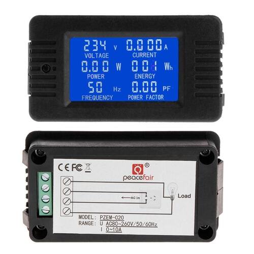 6in1 Digital AC 80~260V Power Energy Monitor Voltage Current