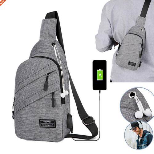 USB Charging Oxford Crossbody Bag Men Anti-theft Chest Pack