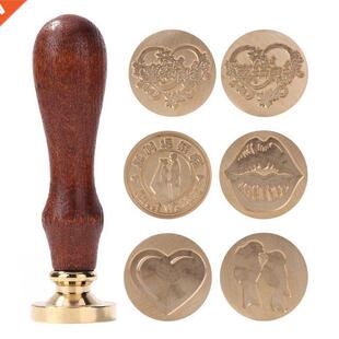 Handmade Wood Wax Seal Stamp Set Fire Painting Plant Christm