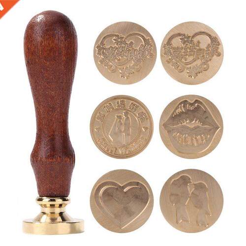 Handmade Wood Wax Seal Stamp Set Fire Painting Plant Christm