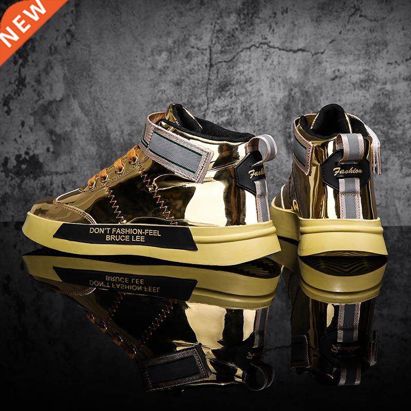 men sneakers gold glitter spring autumn shinny bling fashion