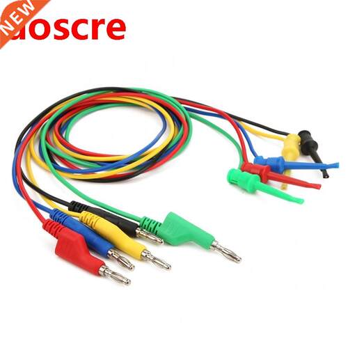 P1045 5Pcs 4mm 1m Stackable Banana Plug to Test Clip Multime