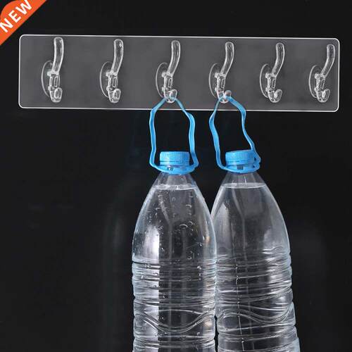 3/5/6 Rows Hanger Nail-Free Wall Hooks Invisible Adhesive St