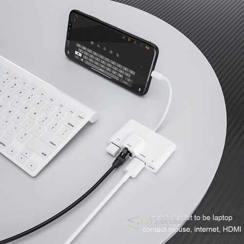 Hub RJ45 Ethernet HDMI to ligning Adapter for iPhone11Pro