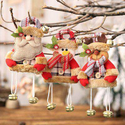 Christmas Ornament Plush Doll With Bell Wood Sign Christmas
