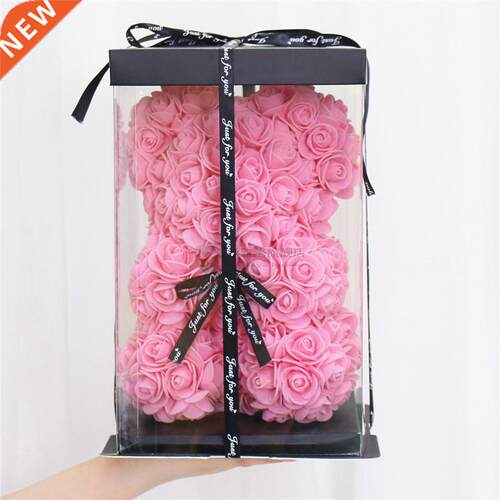DIY 25 cm teddy rose bear with box artificial PE flower bear