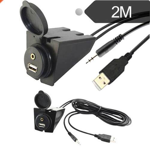 Car Boat Dash Flush Mount USB 3.5mm 1/8 Aux Extension Cable