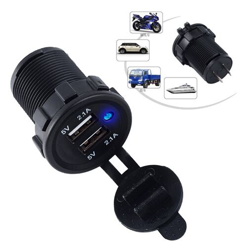 Waterproof Dual USB Boat Motorcycle Car Charger Power Adapte