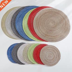 2/4/6pcs Woven round Placemat Table Mat Pad Heat Resistant B