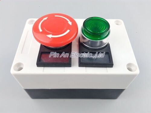 The emergency stop button BOX, 24V green light