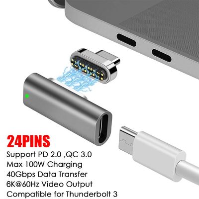 Straight Head 24Pins Magnetic USB C Adapter Type C Connector