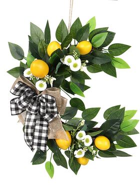 Artificial Lemon Half Moon Shaped Wreath Spring Summer Wreat