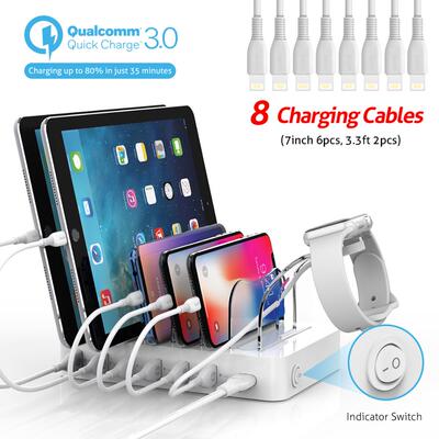 Soopii Quick Charge 3.0 60W/12A 6 Port USB Charging Station