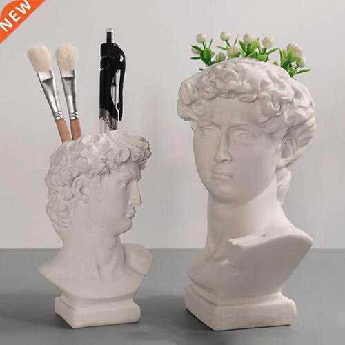 Resin Portrait Vase Pen Hol David Statue Figurine Desktop