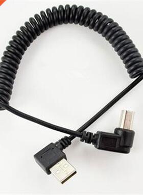 5Ft Spiral Coiled USB 2.0 B right angle Male to USB 2.0 A ri