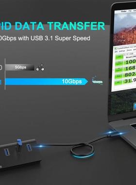 HC421 10Gbps USB .1 Gen 2 Type C HUB Adapter 4 Ports Male T