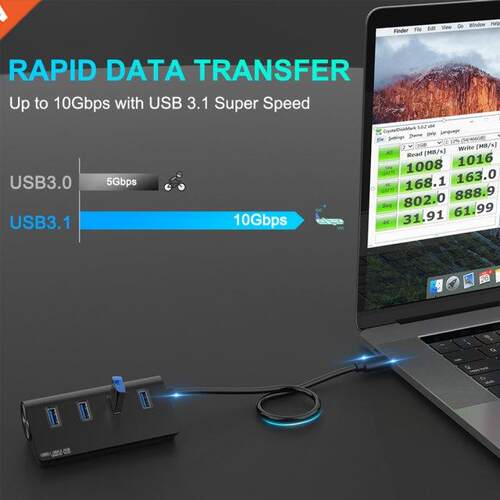 HC421 10Gbps USB .1 Gen 2 Type C HUB Adapter 4 Ports Male T