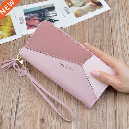 Geometric Luxury Brand Leather Women Long Zipper Coin Purses