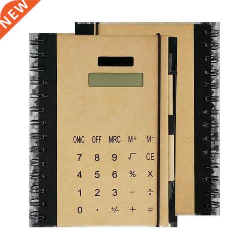 Kraft Paper Retro Solar Calculator Notebook Combo with Pen f