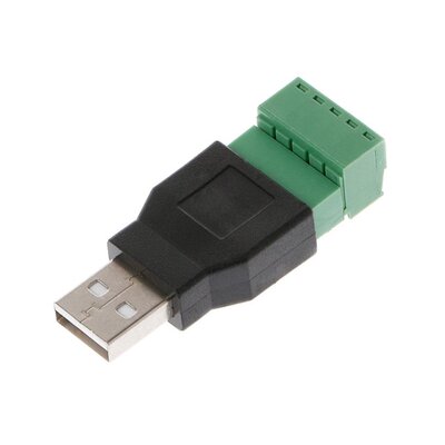 USB 2.0 Type A Male/Female to 5P Screw w/ Shield Terminal Pl
