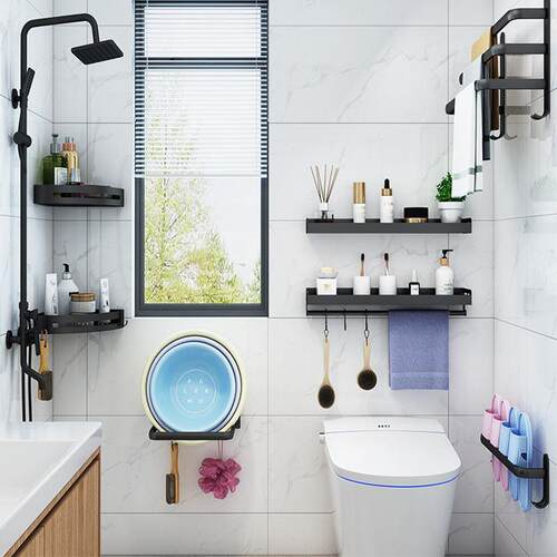 Bathroom Towel Rack 3 Layers Punch-Free Towel Holder Shower