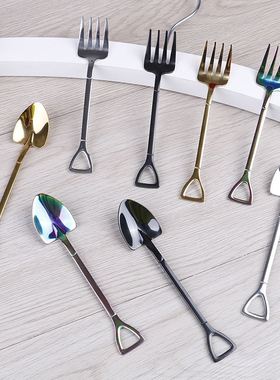 Stainless Steel Shovel Shape Ice Cream Spoon Multi-color Spo