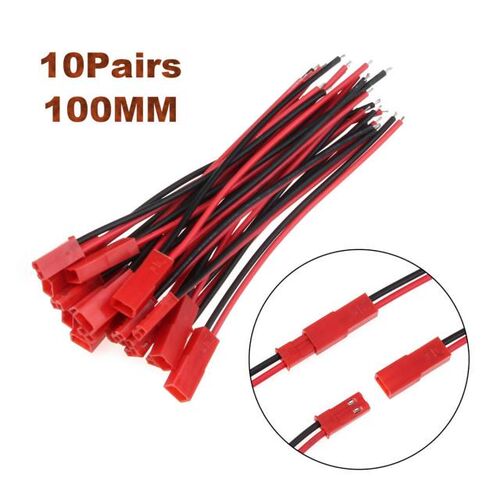 2/10Pairs 100/150mm 2 Pin Connector Plug JST Cable Male/Fema