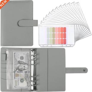 A6 PU Leather Notebook Binder Budget Cash Envelopes Planner