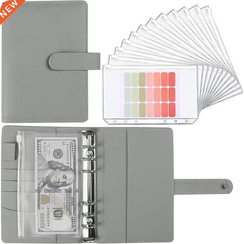 A6 PU Leather Notebook Binder Budget Cash Envelopes Planner