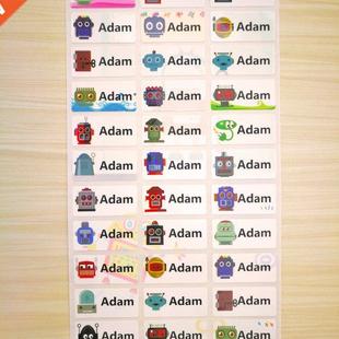 Custom Name Sticker Cute Cartoon Robot Children Stickers Wat