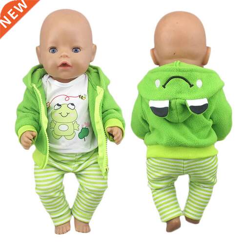 2022 New Cute frog Suits Fit For 43cm Baby Doll 17 Inch Rebo