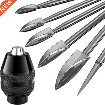 7Pcs Wood Carving Bits, 1/8Inchshank HSS Engraving Drill Too