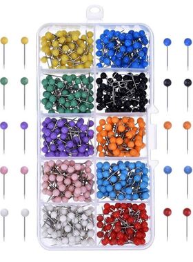 10 Colors Push Pins Round Plastic He With Steel Point Asso