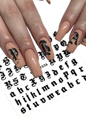 5colors Letter 3d Nail Art Sticker Nail Decal Black Clear La