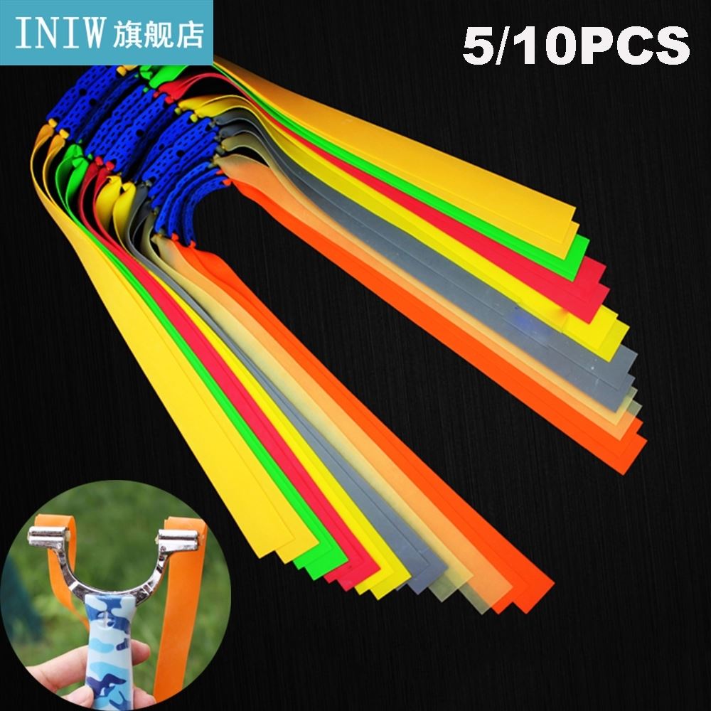 5PCS Powerful Catapult Latex Tape Flat Elastic Band Slingsho