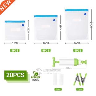 20/17Pcs Bag Kits Reusable Food Storage Vacuum Seal Bags Wit