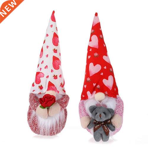 Valentines Day Gnome Plush Rose Flower Scandinavian Tomte El