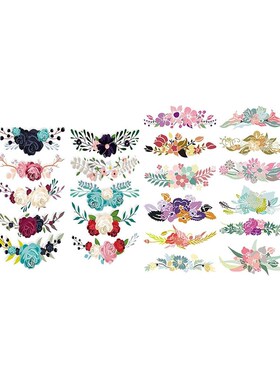 22 PCS Flower Heat Transfer Stickers Iron On Patches For