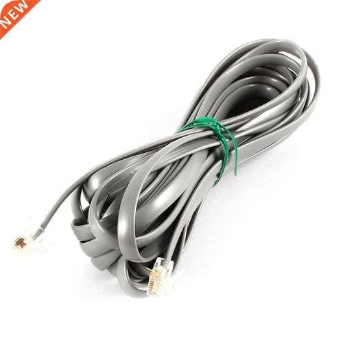Gry Noodles 6P6C RJ11 M/M Flt Telephone Cble Cord 5M 16ft