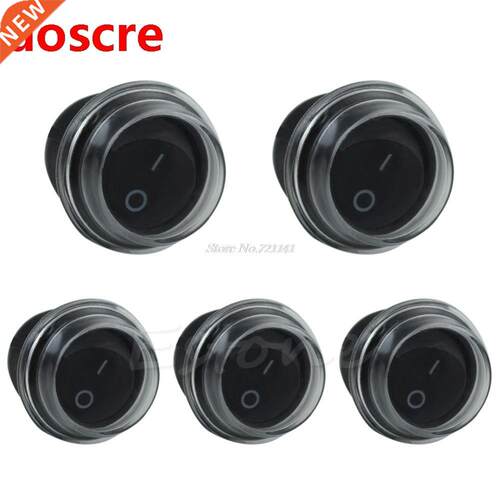 5 x Round Black 2 Pin SPST ON-OFF Rocker Boat Switch 12V Sna