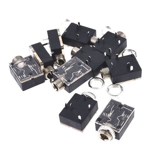 10 Pcs PCB Mount 5-Pin Stereo 3.5mm Socket Audio Connector