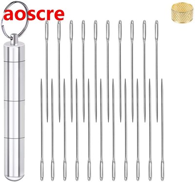 21PCS 6.5cm Large Eye Sewing Sharp Needles, Stainless Steel