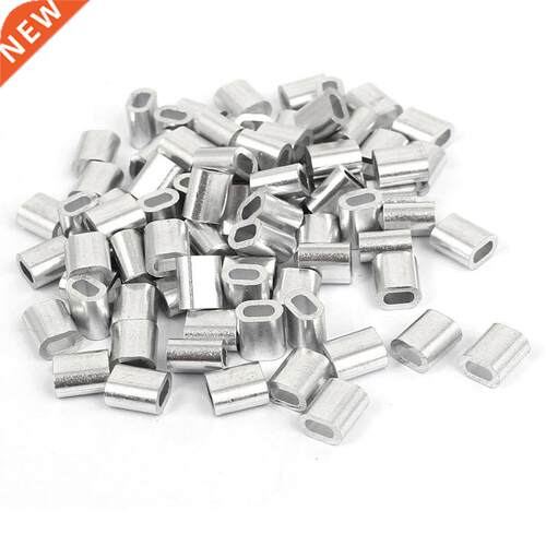 2mm Aluminum Double Hole Wire Rope Clamp Clip Sleeve 80 Pcs