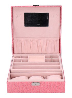 Pink Artificial Leather Jewelry Box Watch Jewelry Packaging