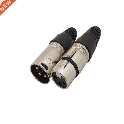 2Pcs XLR 3 Pin Male Plug + Female Jack Audio Solder Connecto