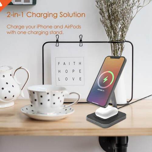 2-In-1 Wireless Charger, 15W Fast Charging Charger Stand For