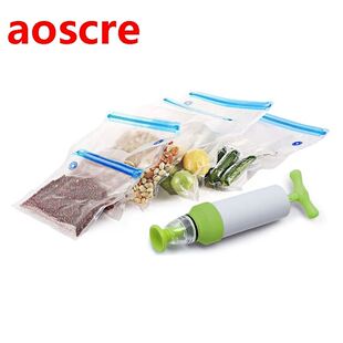 5PCs Ecofriendly Food Stora Pump Bags Manual with Bag Vacuum