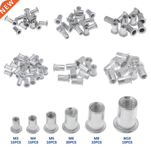 90Pcs M3 M4 M5 M6 M8 M10 Rivet Nut Aluminum Flat Head Rivet