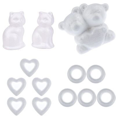 Modelling Polystyrene Styrofoam Foam Ball Bear Cat Heart Whi