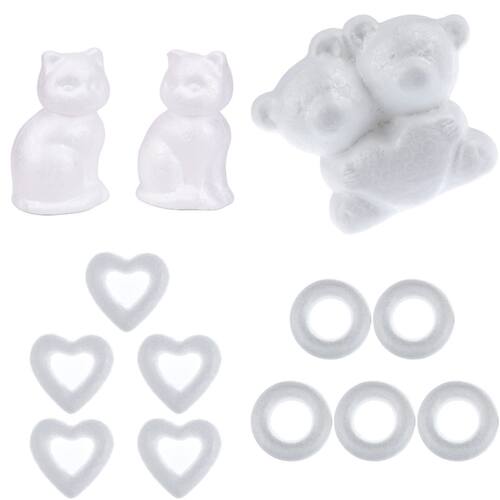 Modelling Polystyrene Styrofoam Foam Ball Bear Cat Heart Whi